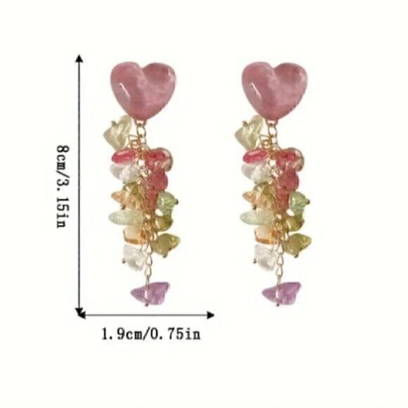 Dangle Earrings Sweet Heart Design Match Daily Outfits Party Accessories - Picture 5 of 8